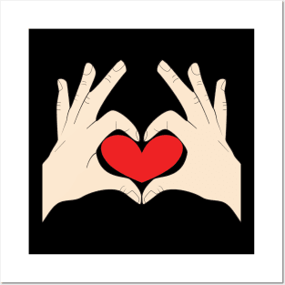 Hands Making Heart Shape Love Sign Language Valentine's Day Posters and Art